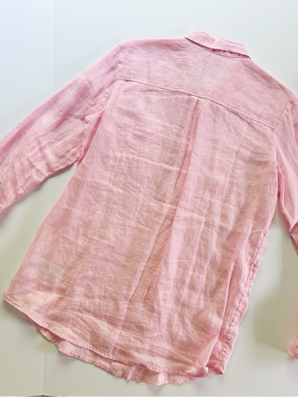 NEW Gap Linen Boyfriend Shirt Relaxed Fit Pink XS - Picture 9 of 10
